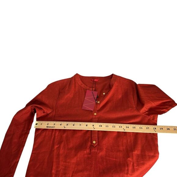 W for Woman Solid Neck Orange Flax Blend Kurta Tunic Women’s Size 12 New - Picture 5 of 11